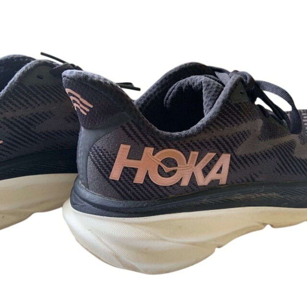 HOKA Clifton 9 Womens 9 Black Rose Gold Running Shoes Athletic Walking